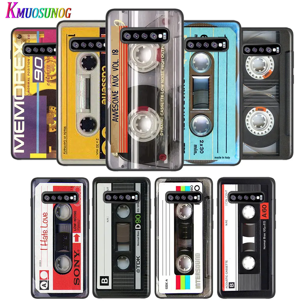 

Pop Classical Old Cassette for Samsung Galaxy Note 20 Ultra 10 9 8 Pro S10E S10 5G S9 S8 S7 Plus Bright Black Phone Case Capa