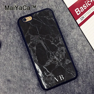 377 MaiYaCa монограмма индивидуальный мрамор инициалы задняя крышка Fundas для iPhone XR XS Max X 11 Pro MAX 6 6S 7 8 Plus 5S чехол - Цвет: 377