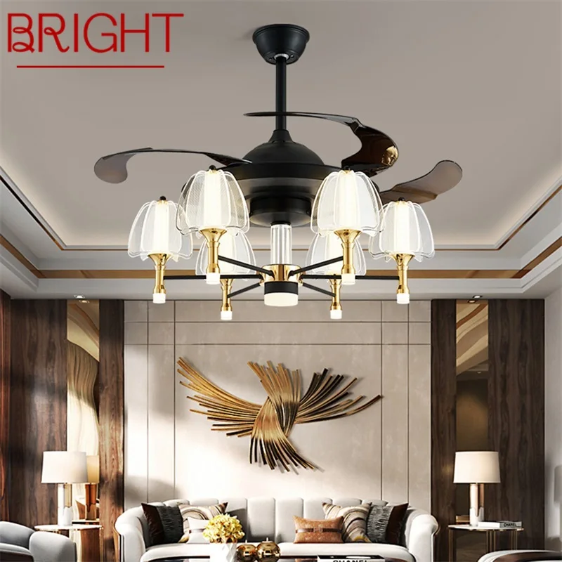 

BRIGHT Fan Ceiling Lamp With Remote Control Invisible Fan Blade LED Fixtures Home Decorative For Living Room Bedroom Restaurant