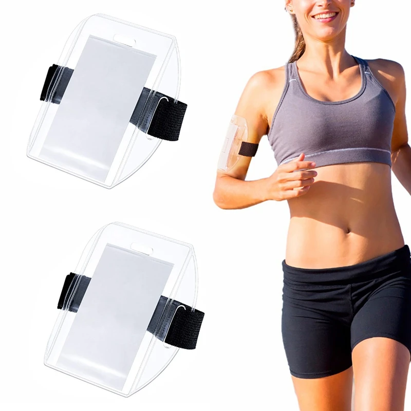 

Creative simple arm card sleeve pvc transparent ID card holder with elastic band adjustment buckle