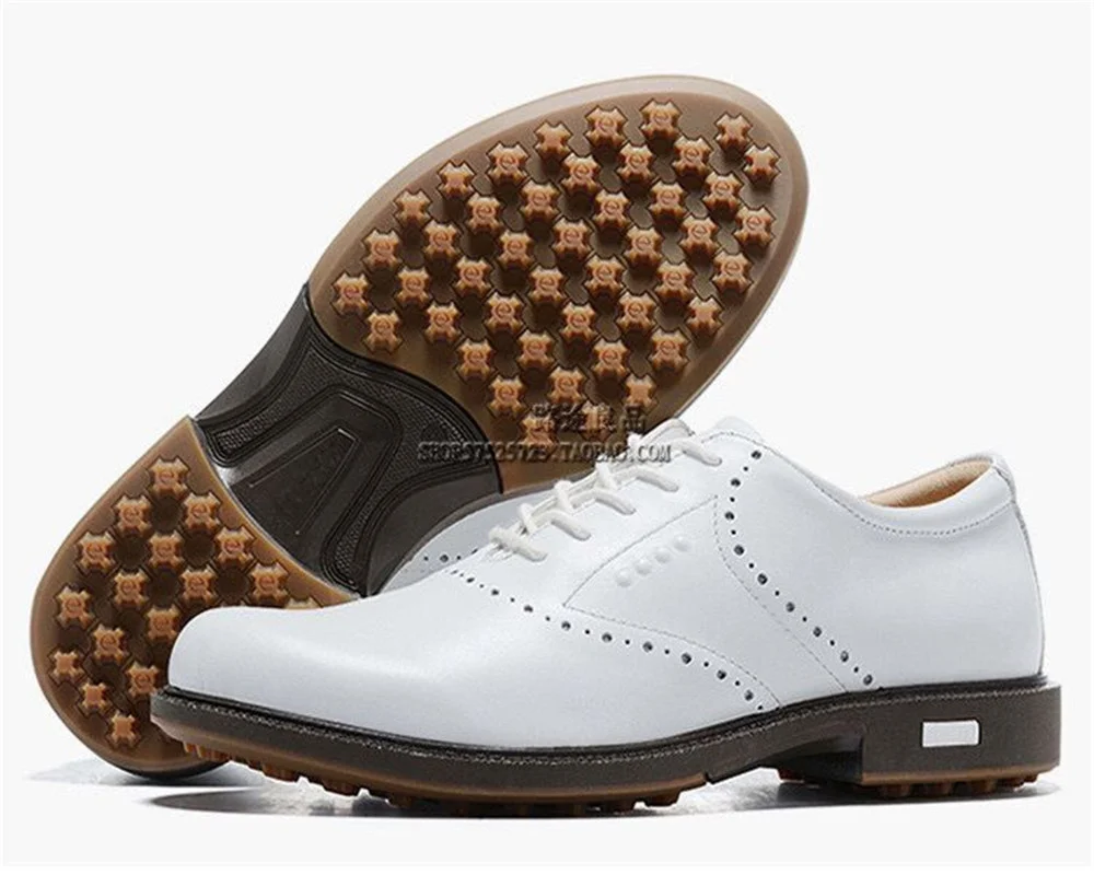 Мужские классические кроссовки для гольфа из натуральной кожи черные белые