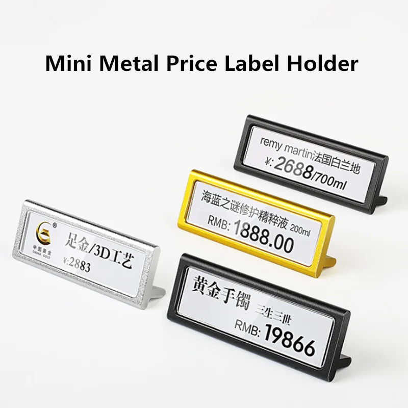 

6cm x 2cm Metal Mini Sign Display Holder Price Card Tag Label Counter Top Ticket Paper Holder Stand