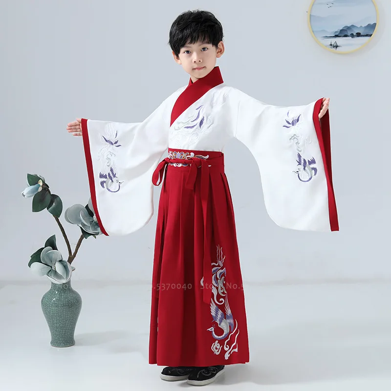 Традиционное китайское платье Hanfu для маленьких детей с древним краном винтажный