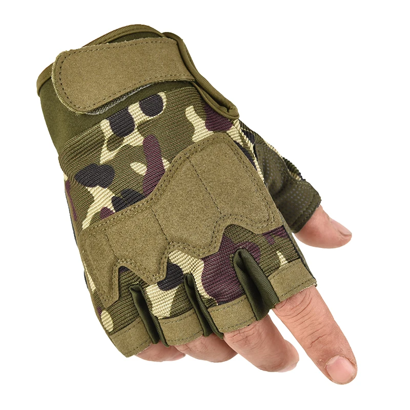 Велосипедные перчатки с открытыми пальцами спортивные камуфляжные мужские и