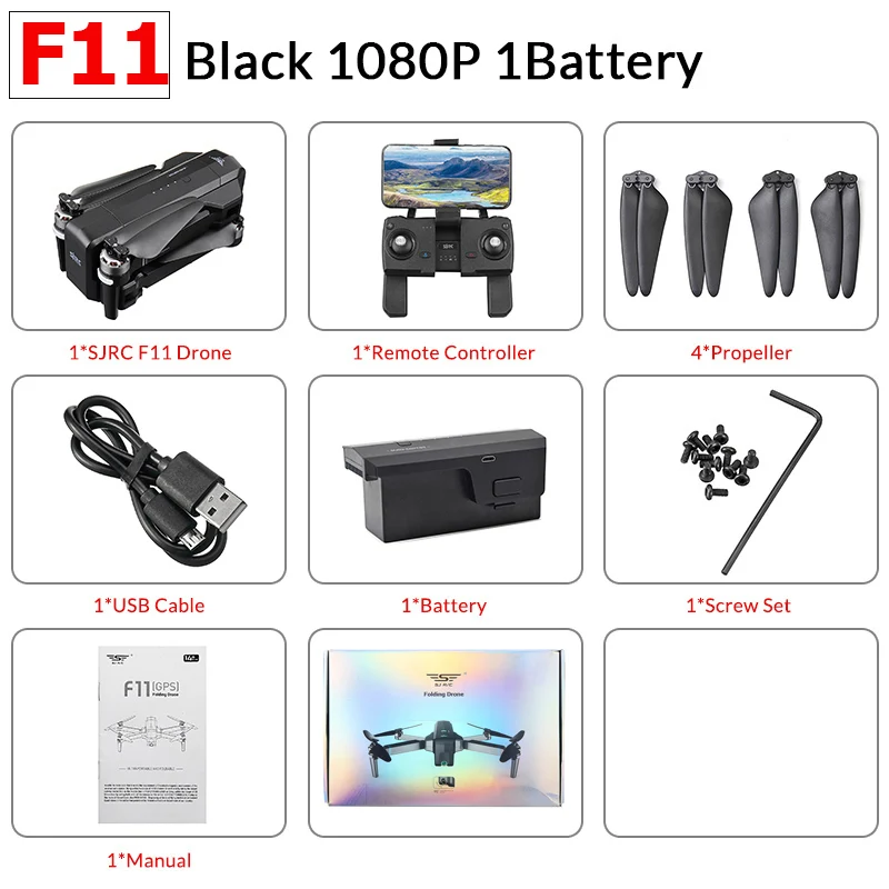 F11 1080P 5G 1B SJRC F11/F11 PRO gps 5G Wifi FPV с 2K широкоугольной камерой 28 минут время полета бесщеточный складной Радиоуправляемый Дрон Квадрокоптер RTF Дрон - Цвет: F11 1080P 5G 1B