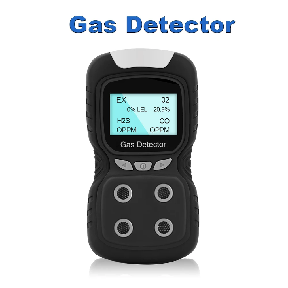 

Газовый Детектор портативный голосового типа O2 CO H2S EX 4 в 1 монитор качества воздуха тестер анализатор звука светильник вибрации сигнализаци...