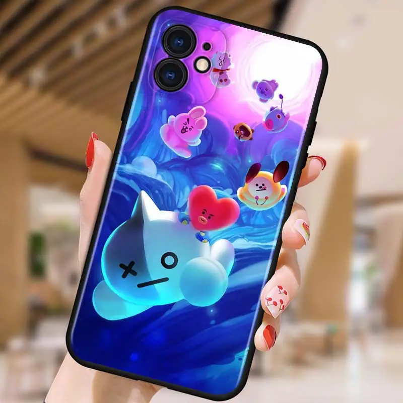 

Cute kpop Cartoon for Apple iPhone 12 Pro Max Mini 11 Pro XS Max X XR 6S 6 7 8 Plus 5S SE2020 Black Phone Case