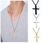 Ожерелье мужское из нержавеющей стали с подвеской-крестом, золотое ожерелье, ювелирные украшения для молитвы, Подарочные ювелирные изделия