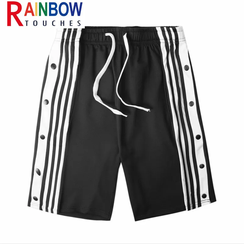 

Rainbowtouches Brand Mens Half Open Side Button Shorts Solid Color Casual Comfortable Concise Style Breathable Boy Sport Shorts
