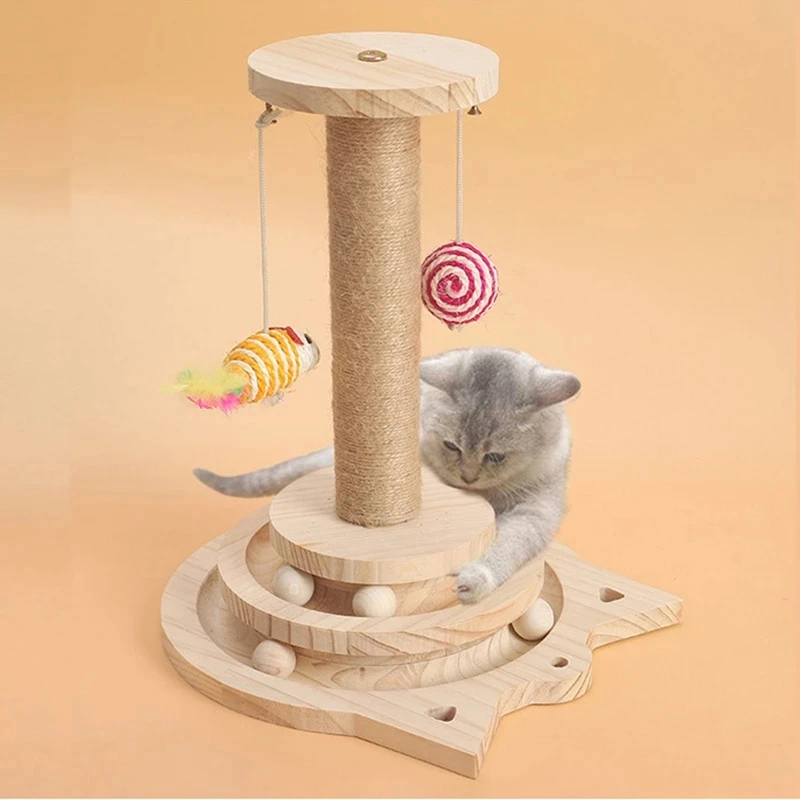 

Cat Scratching Post Funny Tracks Tower Toys For Cats Interactive Toys For Kittens Double Cat With Catnip Toy Furniture Cat Layer