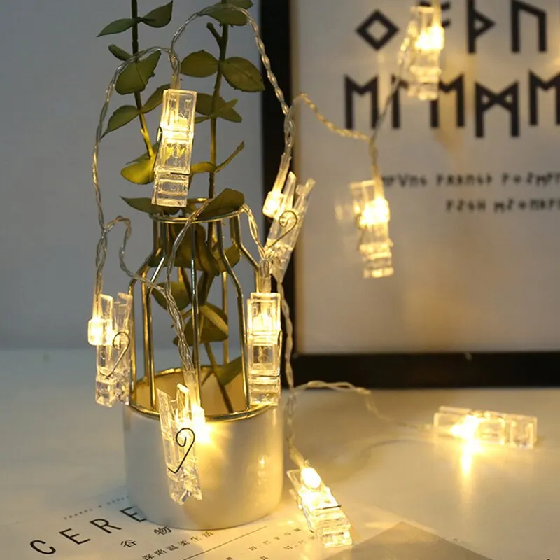 DIDIHOU 10/20/30/40/50 светодиодная гирлянда с клипсой для фото сказочные огни на