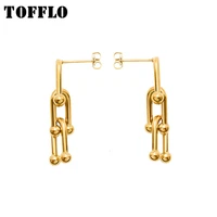 tofflo stainless steel jewelry u shaped earrings with horseshoe buckle womens fashion drop earrings bsf305