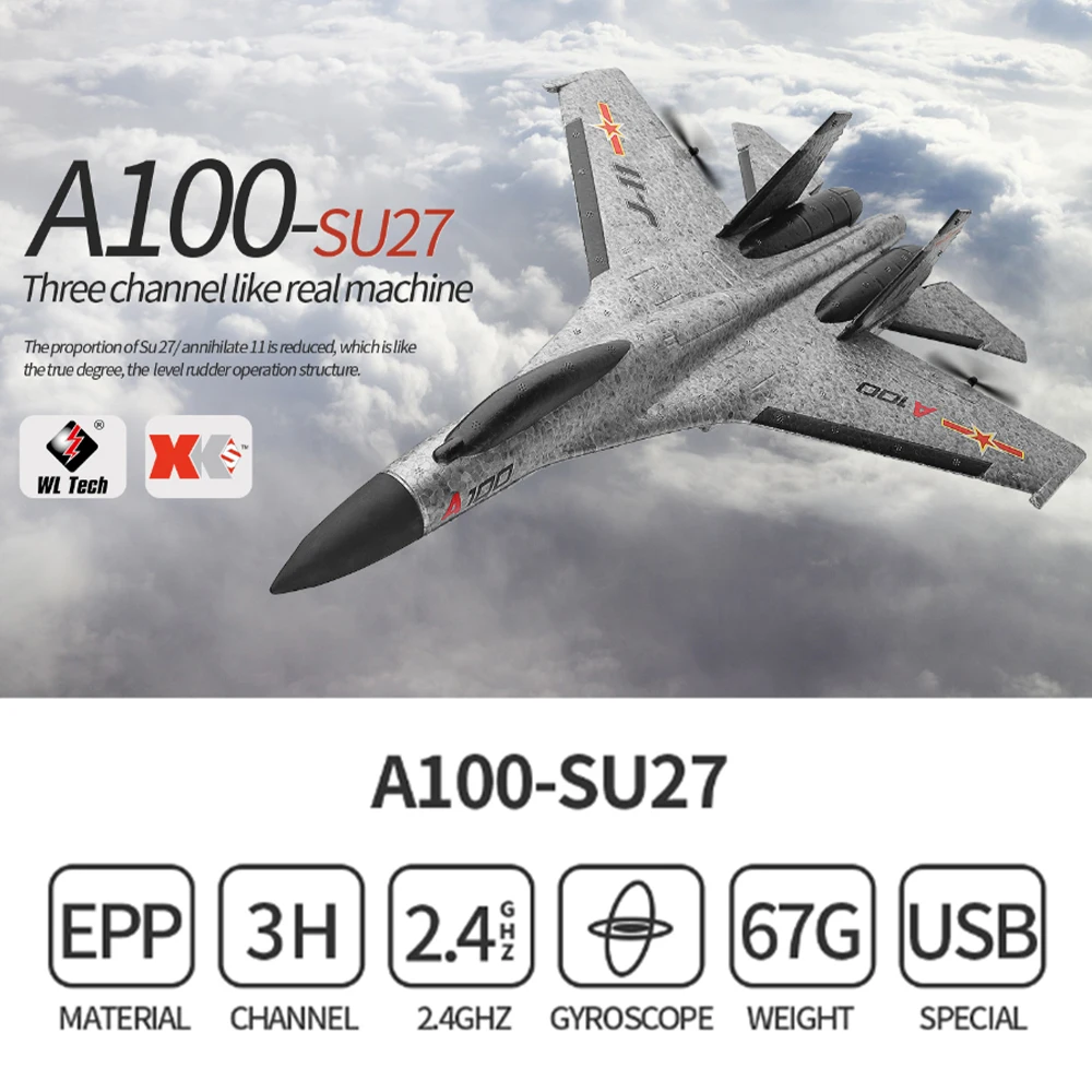 Wltoys XK A100 модель радиоуправляемого самолета 2 4G EPP трехканальный 3CH с фиксированным