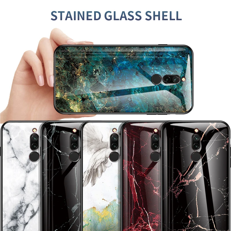 Мраморный чехол из закаленного стекла для Xiaomi Redmi 8 6 22 дюймов Модный мягкий бампер