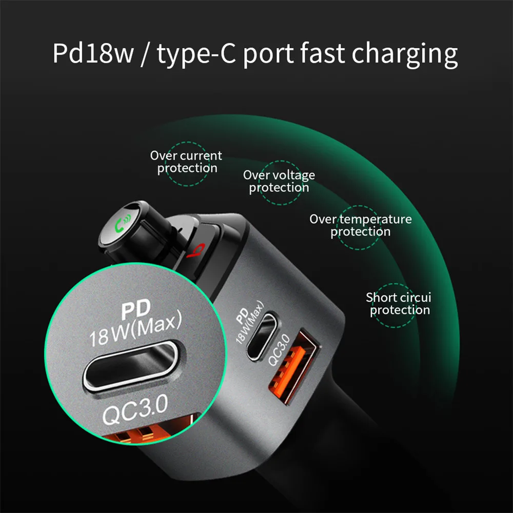 FM-передатчик для автомобиля быстрое зарядное устройство QC3.0 PD автомобильное usb
