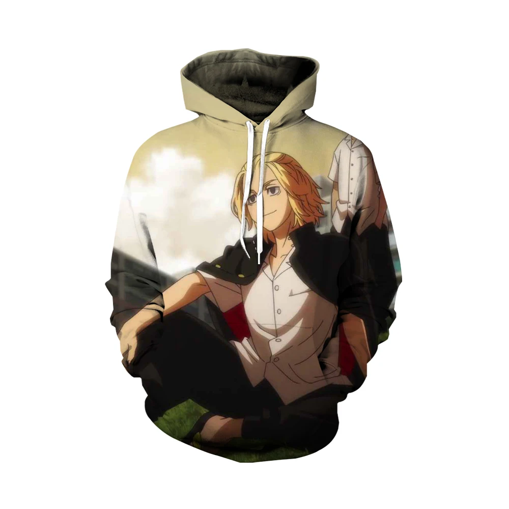 Свитшот мужской с аниме принтом пуловер капюшоном в стиле хип-хоп худи уличная