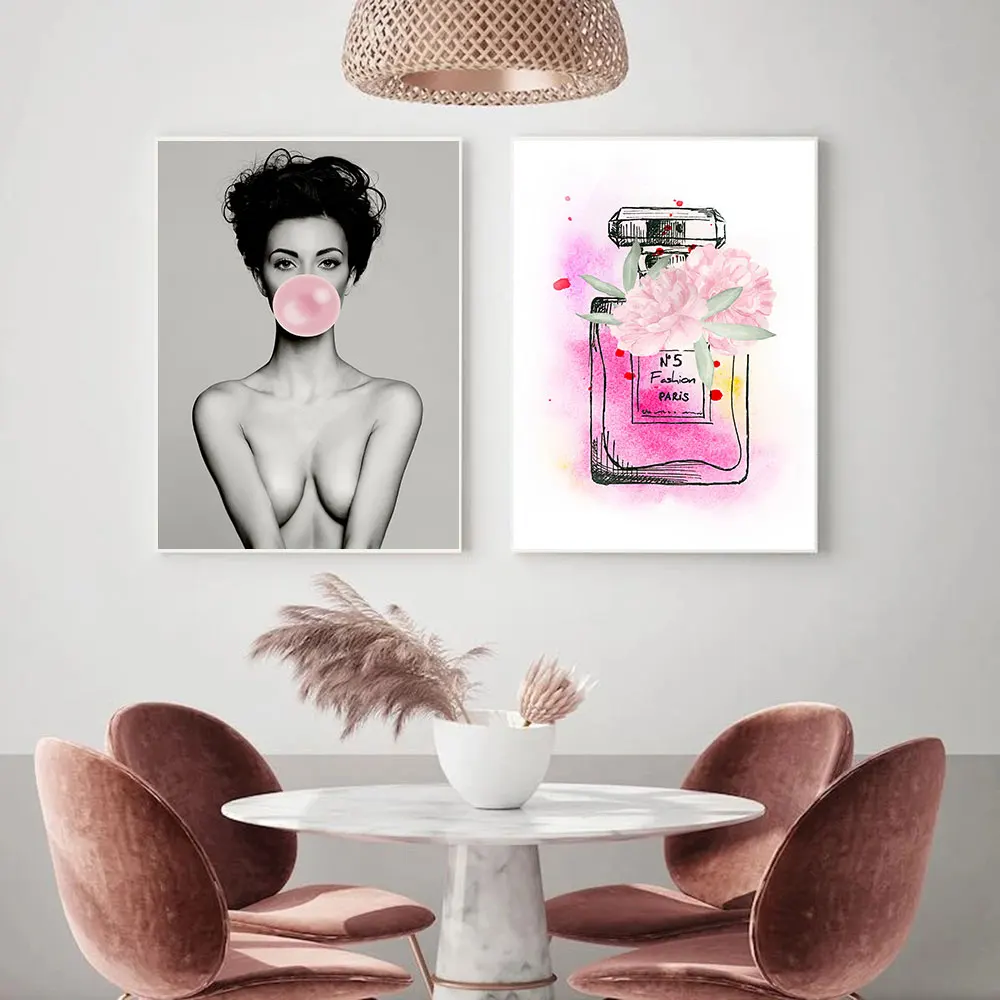 Абстрактная современная модная Картина на холсте с духами черные и белые принты