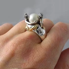 Женское двухцветное обручальное кольцо, Винтажное кольцо с пресноводным жемчугом в стиле ретро, S 9 2 5, 2022