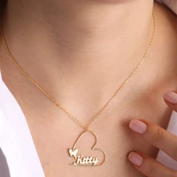 custom name necklace with stainless steel personalized heart butterfly pendant personalized necklace for women birthday gifts