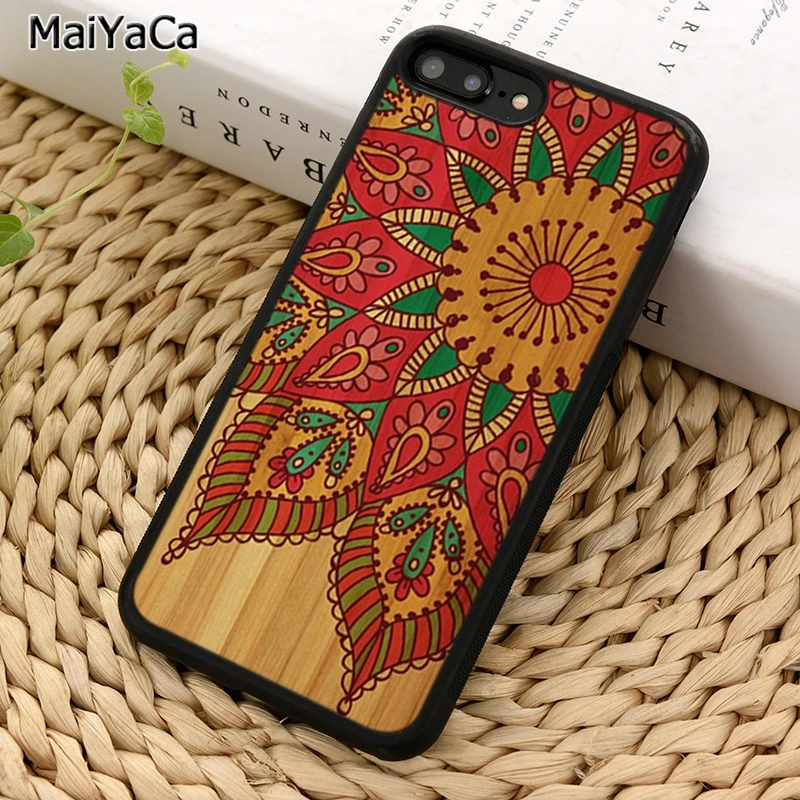 MaiYaCa мандала печать на древесине бамбуковый чехол для телефона iPhone 5 6 7 8 plus 11 12 Pro X