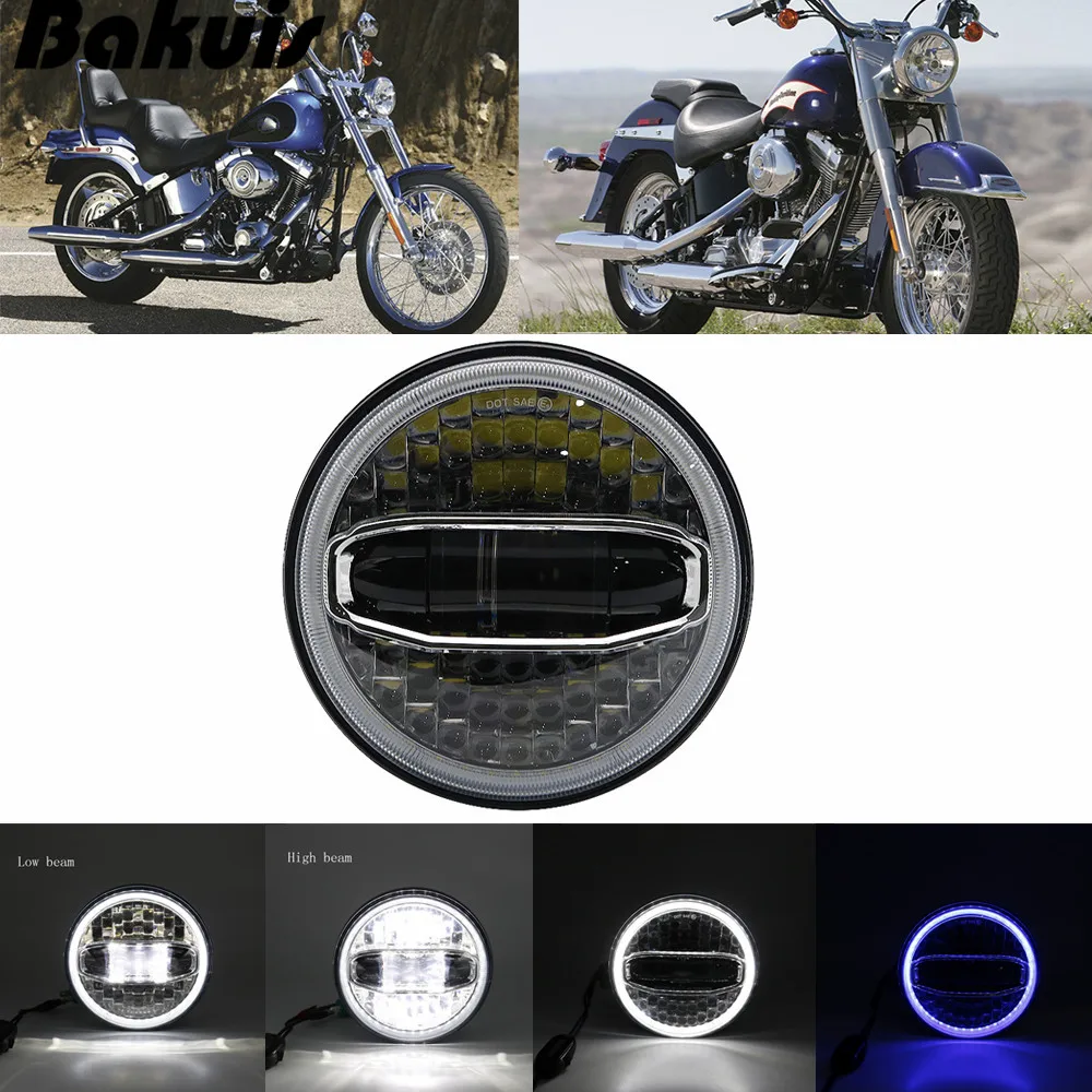 7-дюймовая светодиодная фара с гало-кольцом для Yamaha и всех мотоциклов 7-дюймовыми