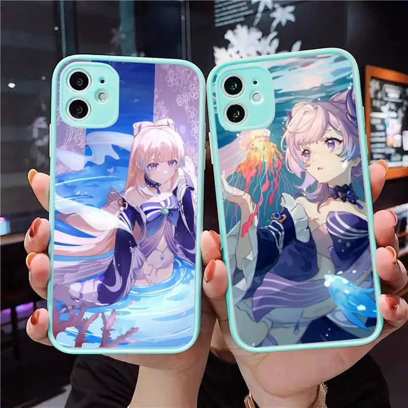 

Sangonomiya Kokomi Phone Case Matte Transparent for iPhone 7 8 11 12 s mini pro X XS XR MAX Plus Clear mobile bag Genshin Impact