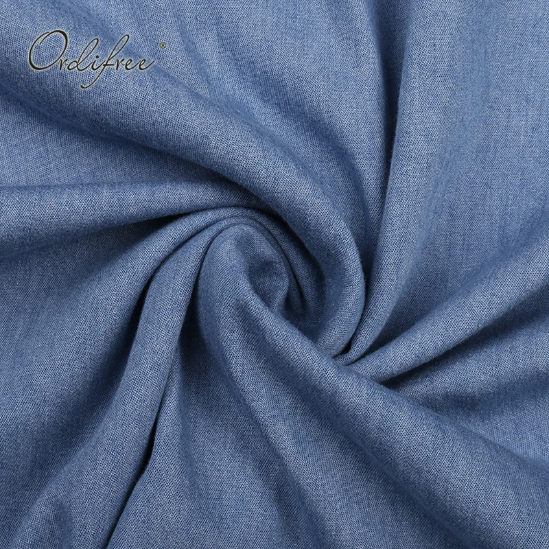 

Ordifree 2021 Spring New Women Denim Shirt Long Sleeve Casual Loose Jeans Shirt Blouse Tops