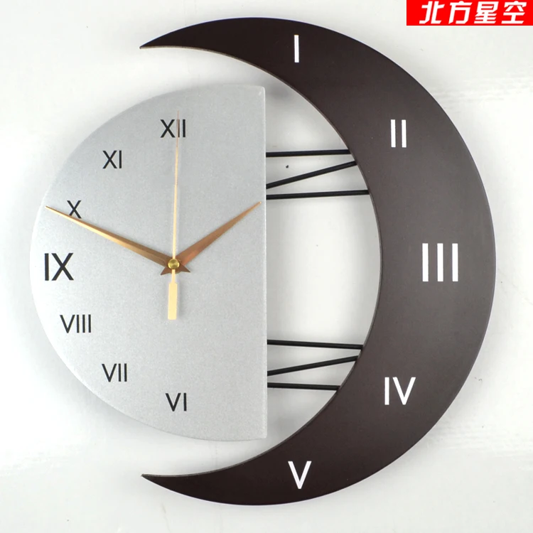 Часы настенные в форме полумесяца современные тихие кварцевые украшения