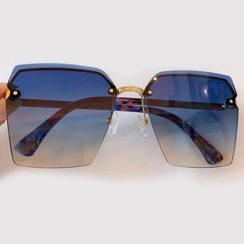 

Роскошные квадратные солнцезащитные очки для женщин 2020 негабаритные градиентные солнцезащитные очки без оправы мужские и женские брендов...
