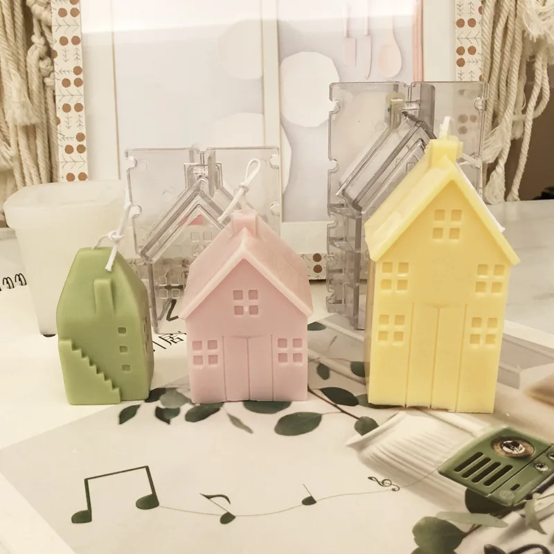 Small House Villa Wooden House Silicone Mold Scented Candle Diy Acrylic Mold Candle Molds for Candle Making Plaster Mold