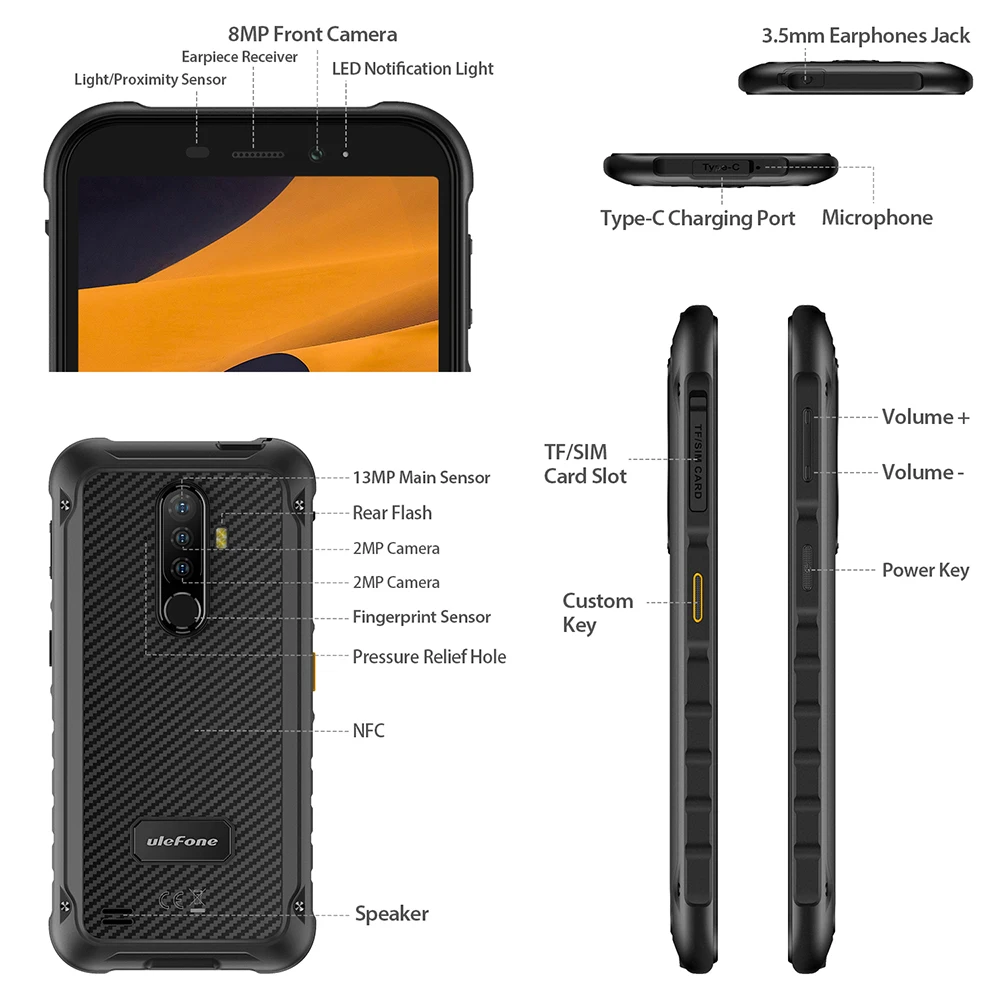 Смартфон Ulefone Armor X8i защищенный Android 11 5 7 дюйма 3 + 32 ГБ IP68 NFC 4G LTE |
