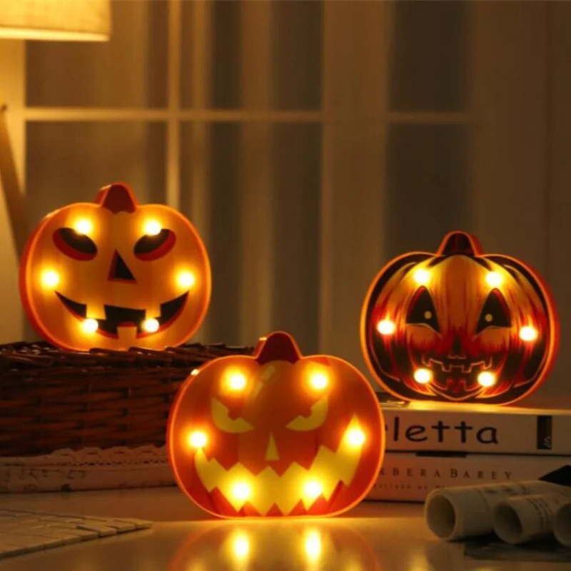 

Украшение на Хэллоуин для дома, светодиодные лампы, тыква, паук, летучая мышь, голова черепа, уличное декоративное моделирование, лампочки