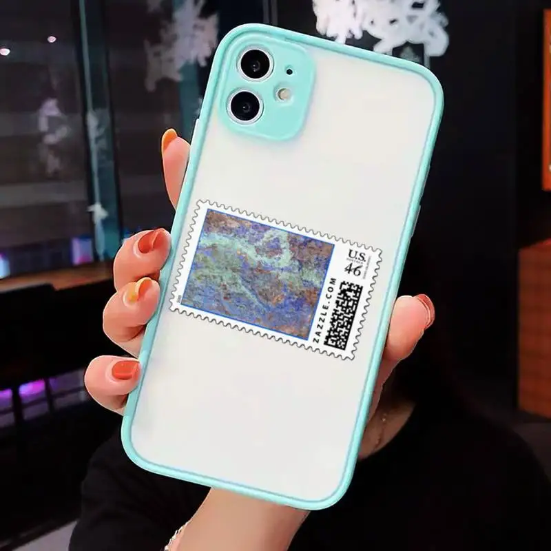 

stamp Phone Case Matte For iPhone 12 Mini 11 Pro XR XS Max 7 8 Plus X Hard PC Back Cover