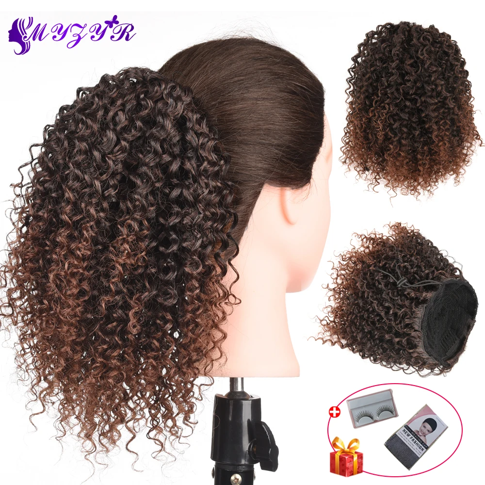

ZYR Afro Kinky Curly Drawstring Ponytail Synthetic Extenstion Hair For Women Clip in Ponytail Hair