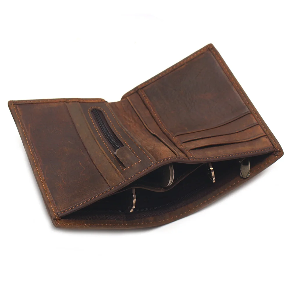 Crazy Horse Leather Men's Top Layer Leather Lattice Wallet Business Real Leather Luxury And Classical Design Mens Small Wallet