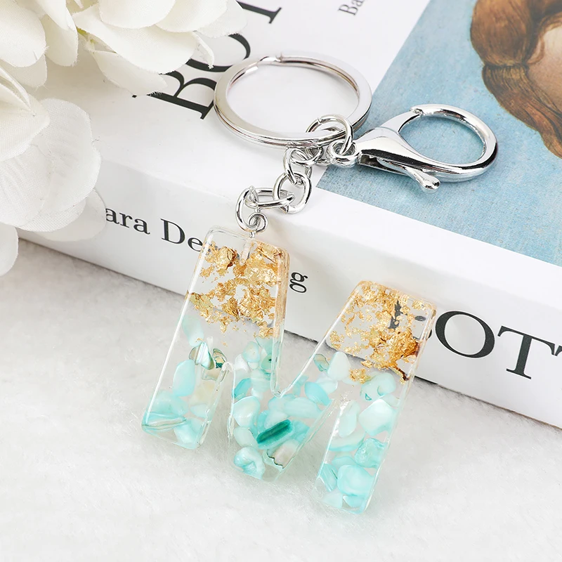 1 шт. брелок с голубым алфавитом английскими буквами блестящий градиентный