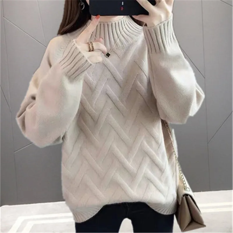 Новинка Осень-зима 2022 корейский свитер с воротником хомут Женский пуловер