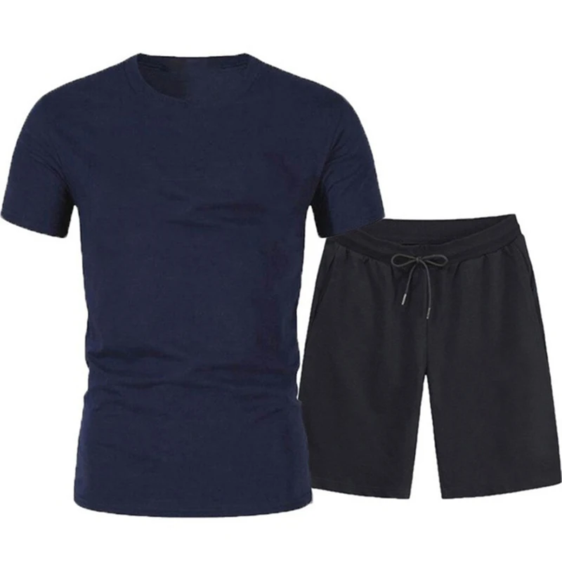 

2021 Summer Tracksuit Men Letter Print Short Sleeve T Shirt Quick Drying Shorts Two Pieces Sets Male Clothing Casual Sportswears