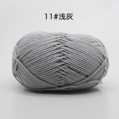 11 light gray 1 шт. = 50 г 62 цвета хлопок Детская Пряжа молочного оттенка камвольная хлопок крючком нитки для ручного вязания шерсть линия окрашенная нить - Цвет: 11 light gray