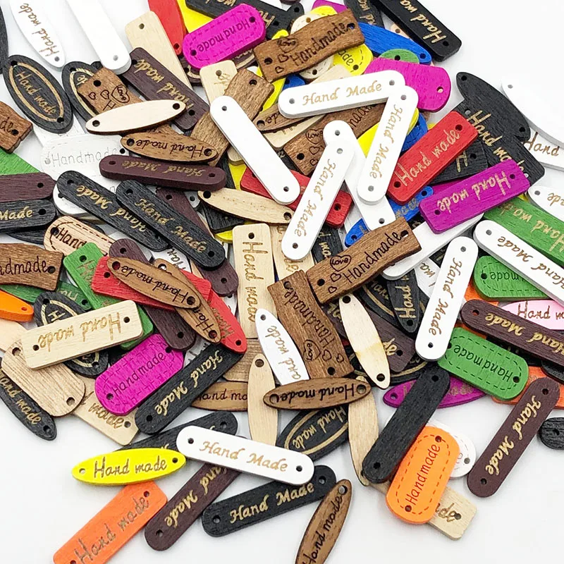 100 шт Смешанные цвета ручной работы письмо швейная пуговица из натурального дерева WB524 - Цвет: Mix Color
