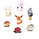 Эмалированные булавки в виде милых животных, Мультяшные броши в форме чайника с лисой, грибами и розой, рубашка, пальто, сумка, значок для воротника, подарки для детей