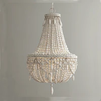 industrial retro wood pendant light vintage whitegray wood bead suspension lighting bedroom dining room loft nordic lamp
