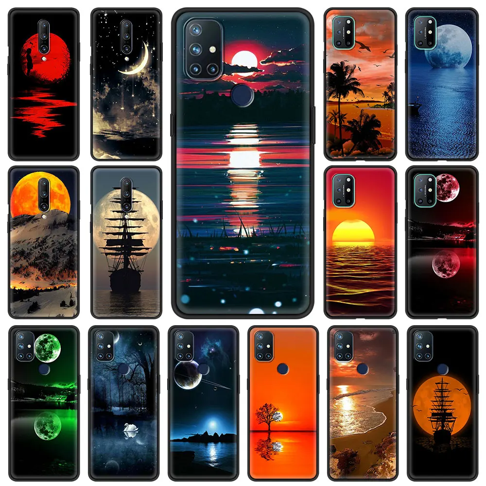 

Moon Night Mountain Landscape Soft Cover for OnePlus 8 Nord N10 N100 8T 7 8 7T Pro 5G 6 6T Phone Case for 1+ 8Pro 7Pro Shell