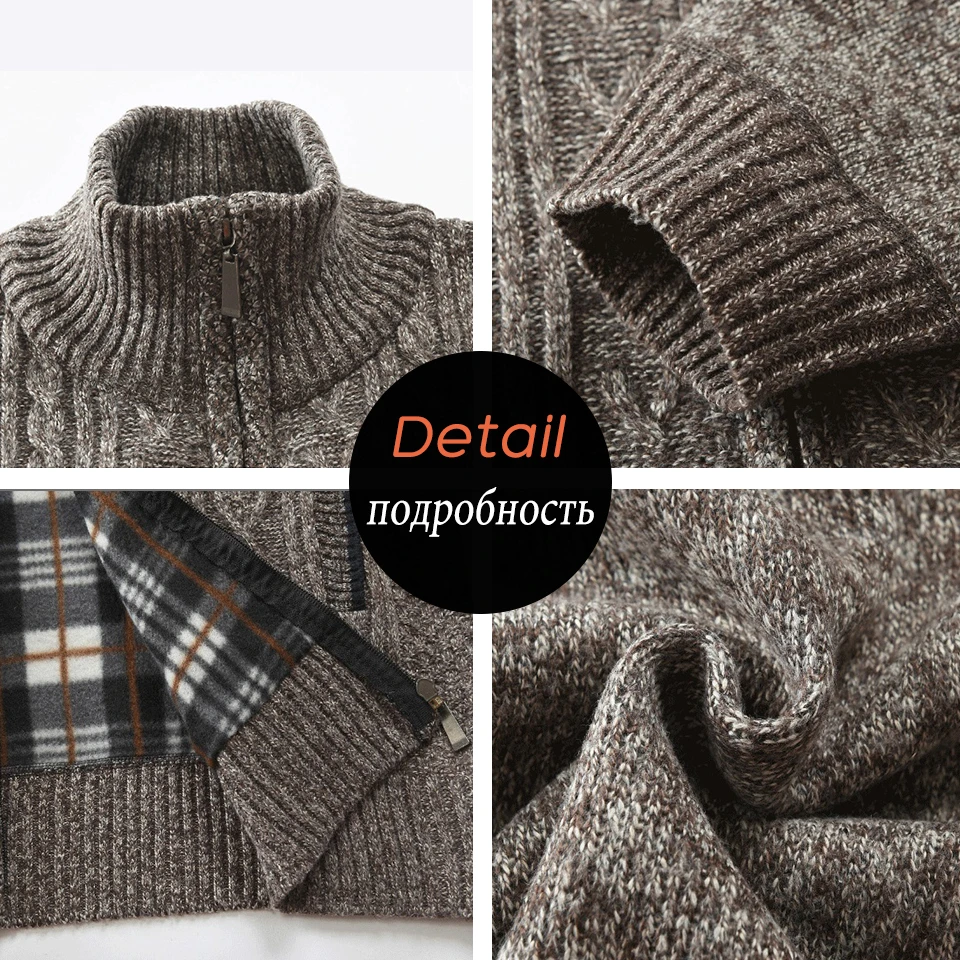 

Fashion Sweater Men Winter Jacket 2019 Brand Zipper Knitted Thick Wool Coats Male Solid Casual Knitwear Mens Pull Homme M-3XL