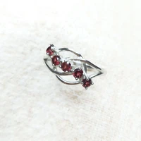 natural garnet ring five garnet claws inlaid cool shape adjustable size suitable for women girl