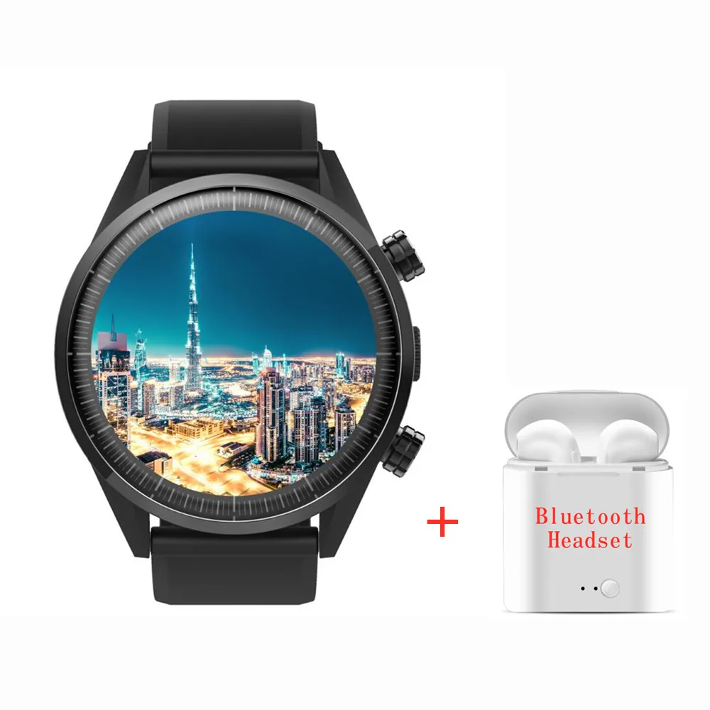 balck add headset 4G SmartWatch Android телефон MTK739 1 Гб+ 16 Гб монитор сердечного ритма Wi-Fi gps карты Смарт-часы для мужчин для HUAWEI часы GT PK KW88 - Цвет: balck add headset