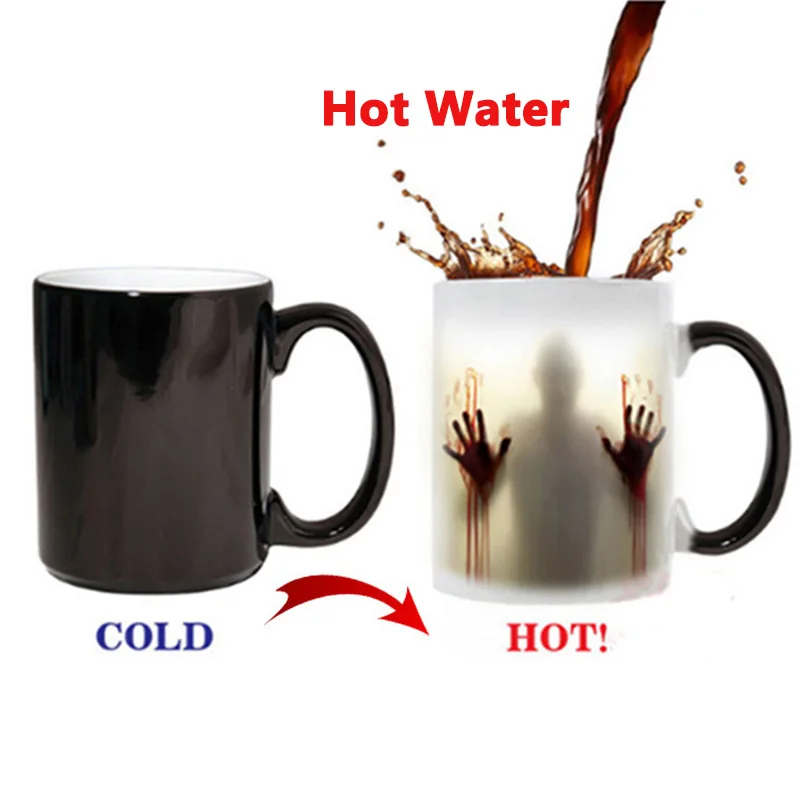 New 1Pcs 350mL The Walking Dead Mug Color Changing Heat Sensitive Ceramic Coffee Milk Tea Magic Cup Birthday Gifts for Friends | Дом и сад