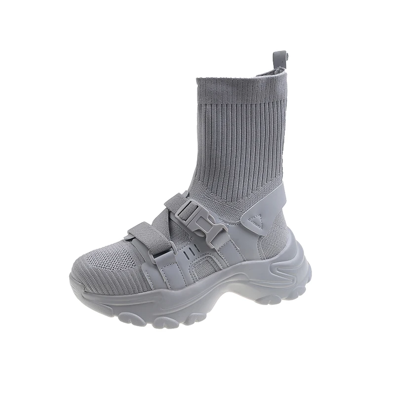 

2021 Autumn New Women Fashion Booties Women's Stretch Fabric Socks Boots Ladies Casual Platform Mid-Calf Boots Botas De Mujer