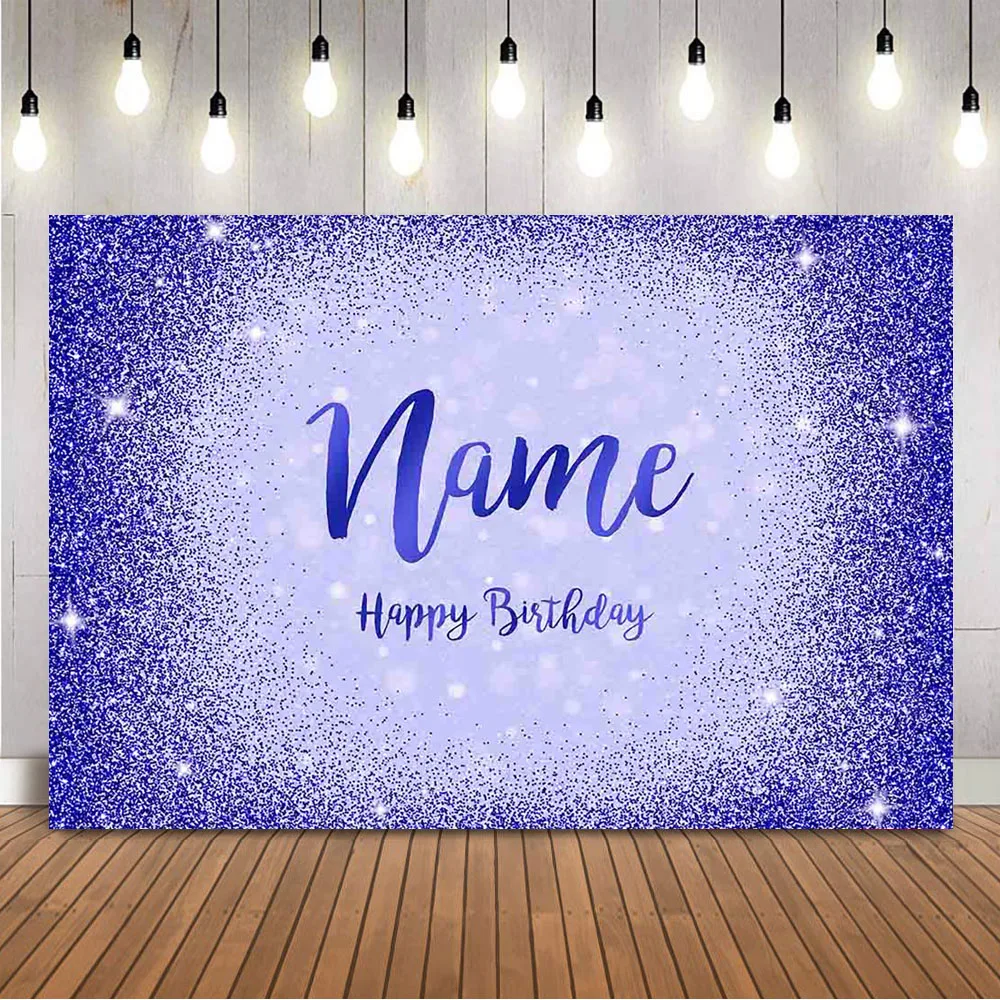 

Purple Glitter Birthday Backdrop Shining Dots NAME DIY Customzie Background for Photocall Studio Newborn Kids Party Decoration