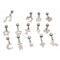 10pcs stainless steel cross crown heart charm beads for diy pendant pinch clips bails fit 3 4 5mm cord bracelet jewelry making